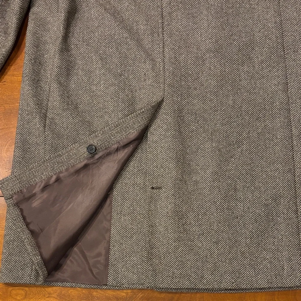 J. Crew Vintage Men's Wool Brown‎ Herringbone Pea Coat.  Made in Italy